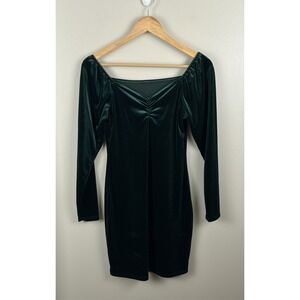 Romwe Velvet Green Long Sleeve Dress Women's Sz S Formal Event Holiday Goth